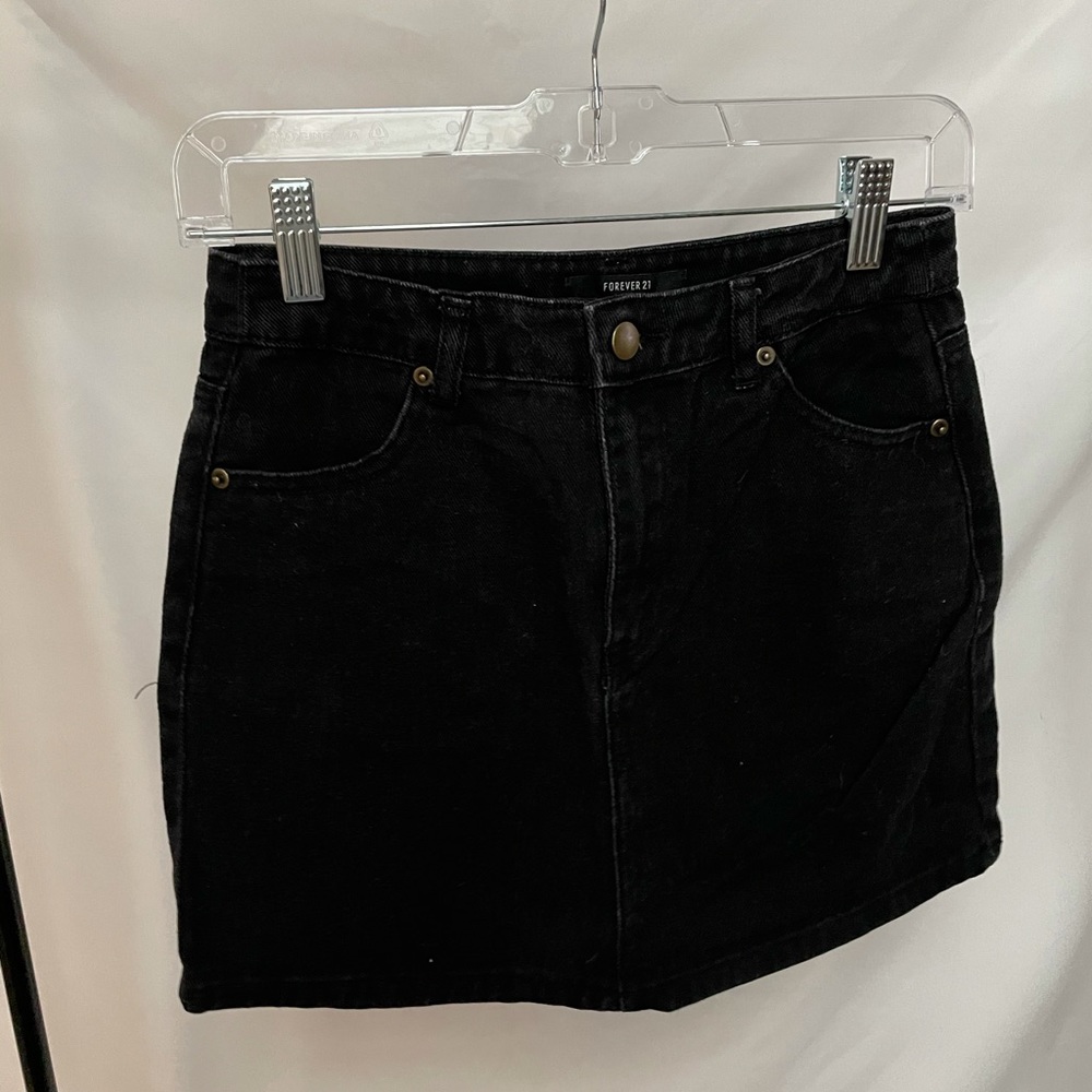 Basic Black Denim Skirt